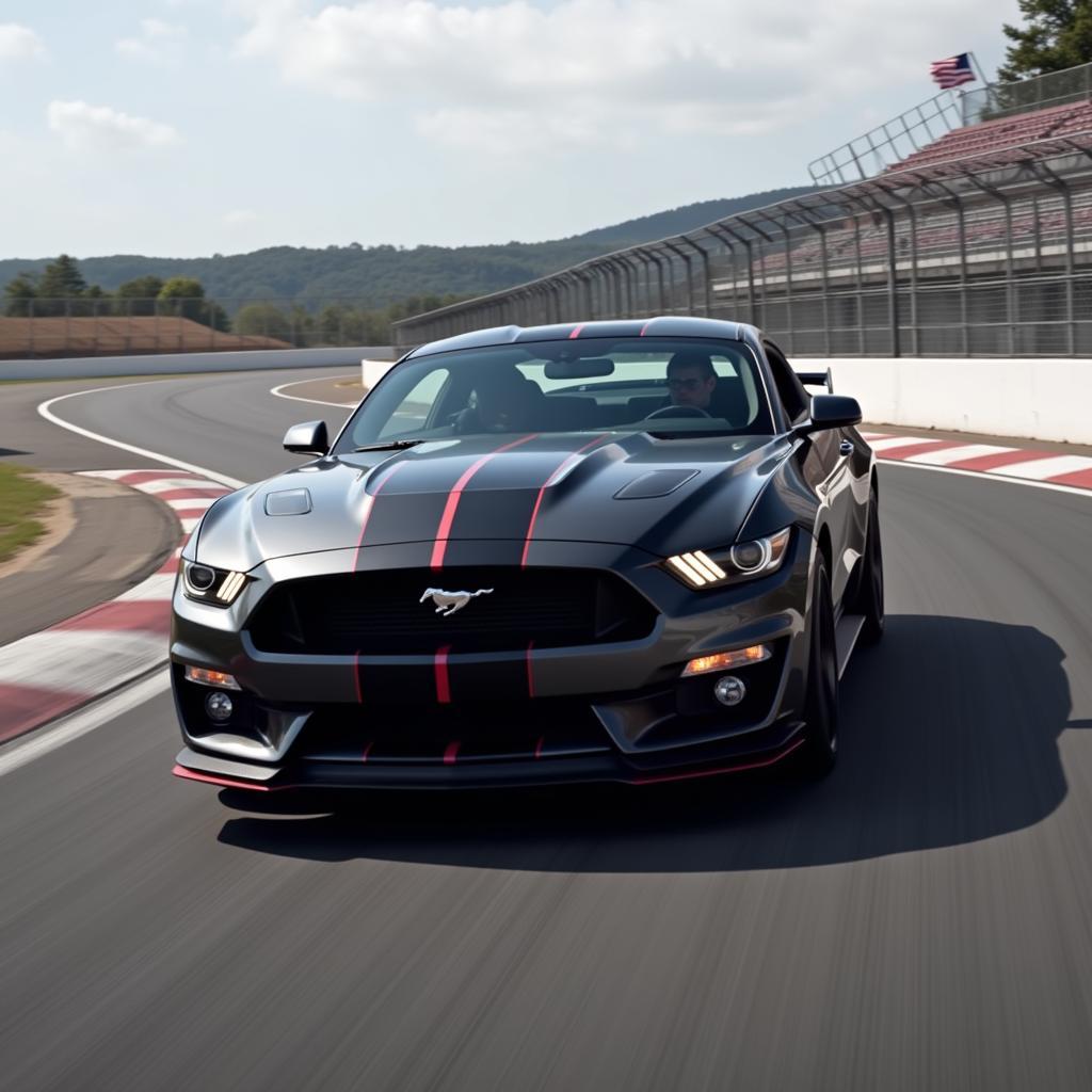 Mustang Dark Horse on a Racetrack