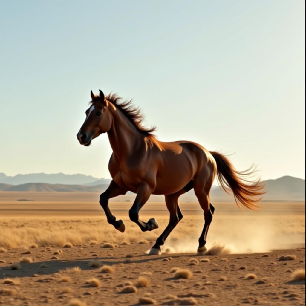 Wild mustang running free