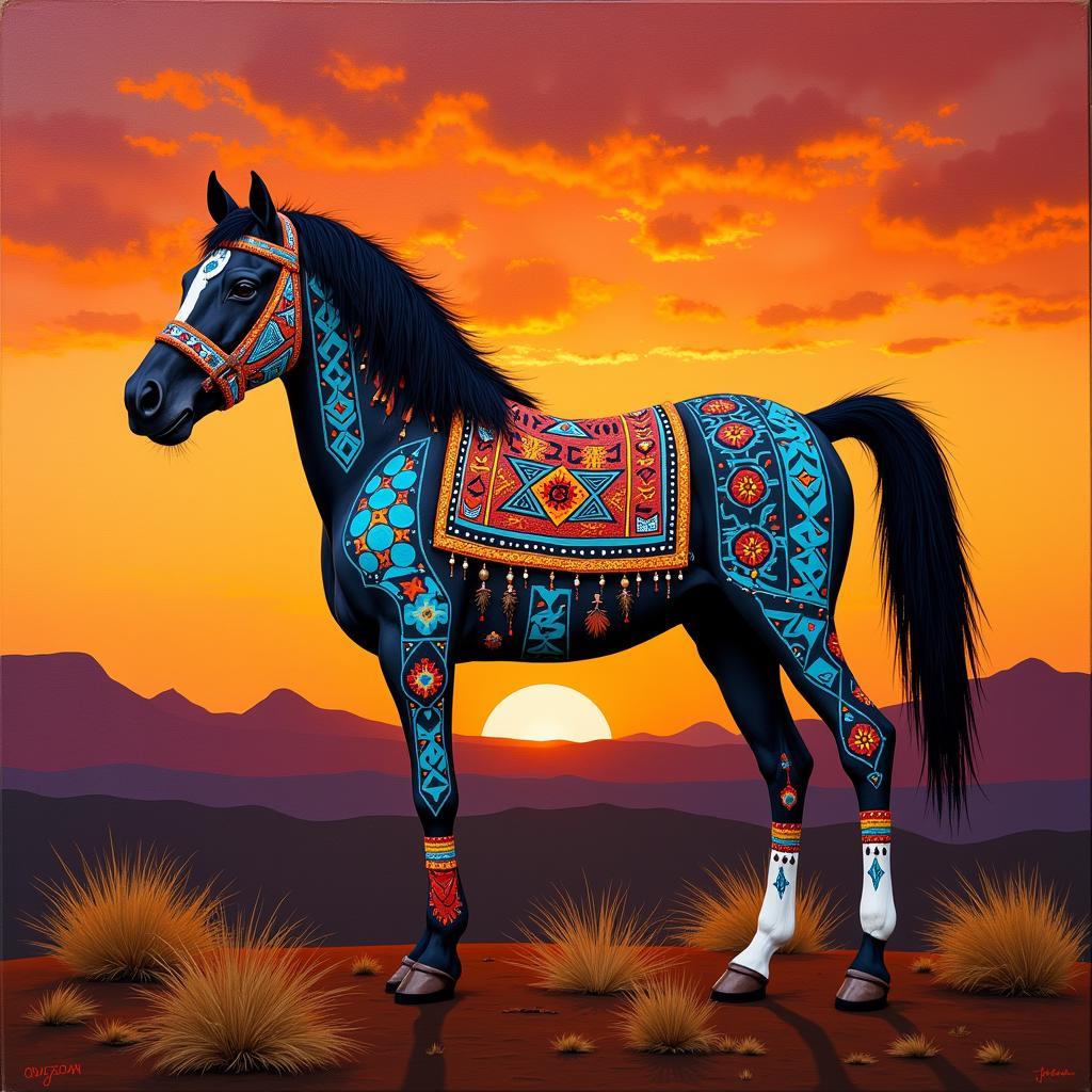 Native American Wild Horse Painting