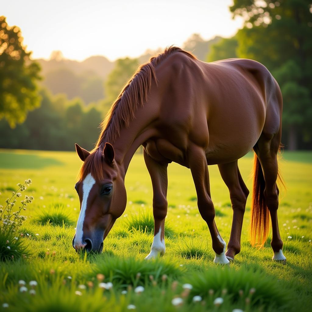 Horse Grazing in a Pasture