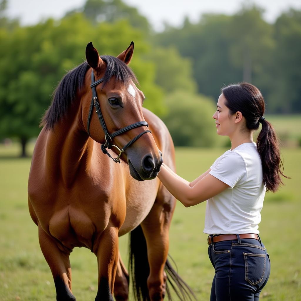 Horse and trainer practicing natural horsemanship