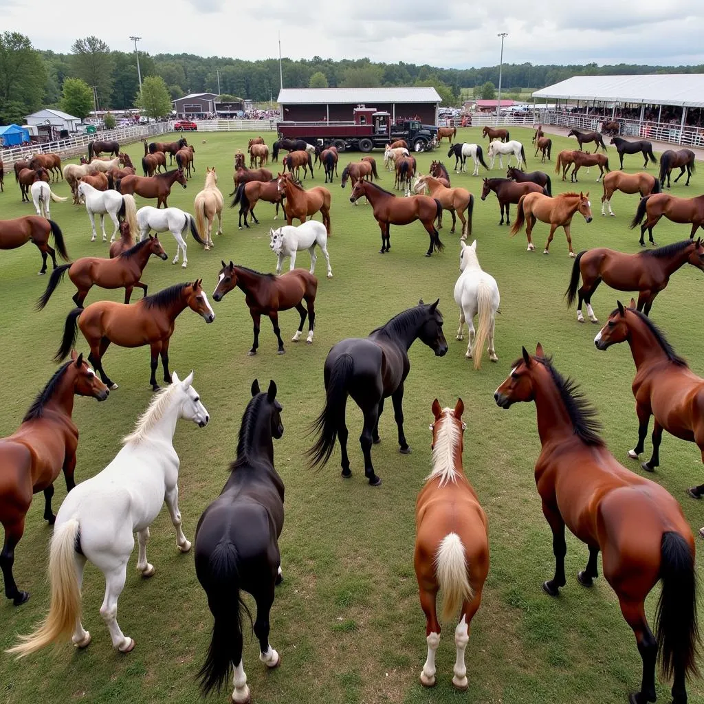 Horses of different breeds at the Ohio Horse Sale