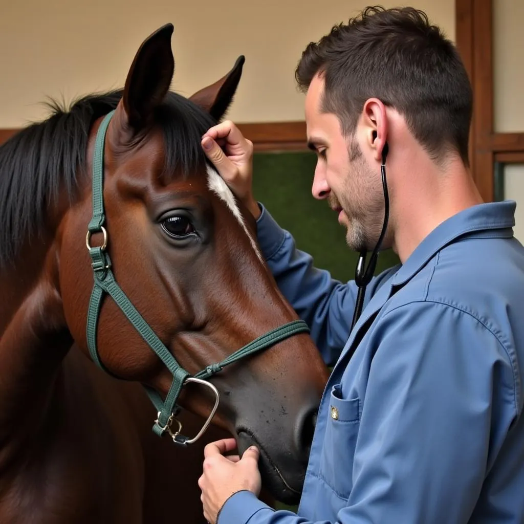 Veterinarian examining a horse at the Ohio Horse Sale