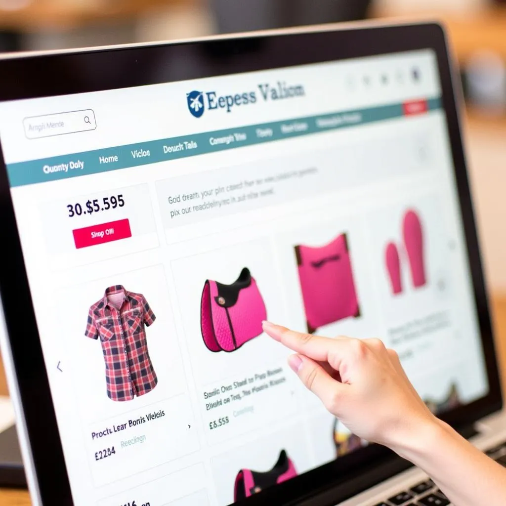 A user browsing an online store for pink horse gear