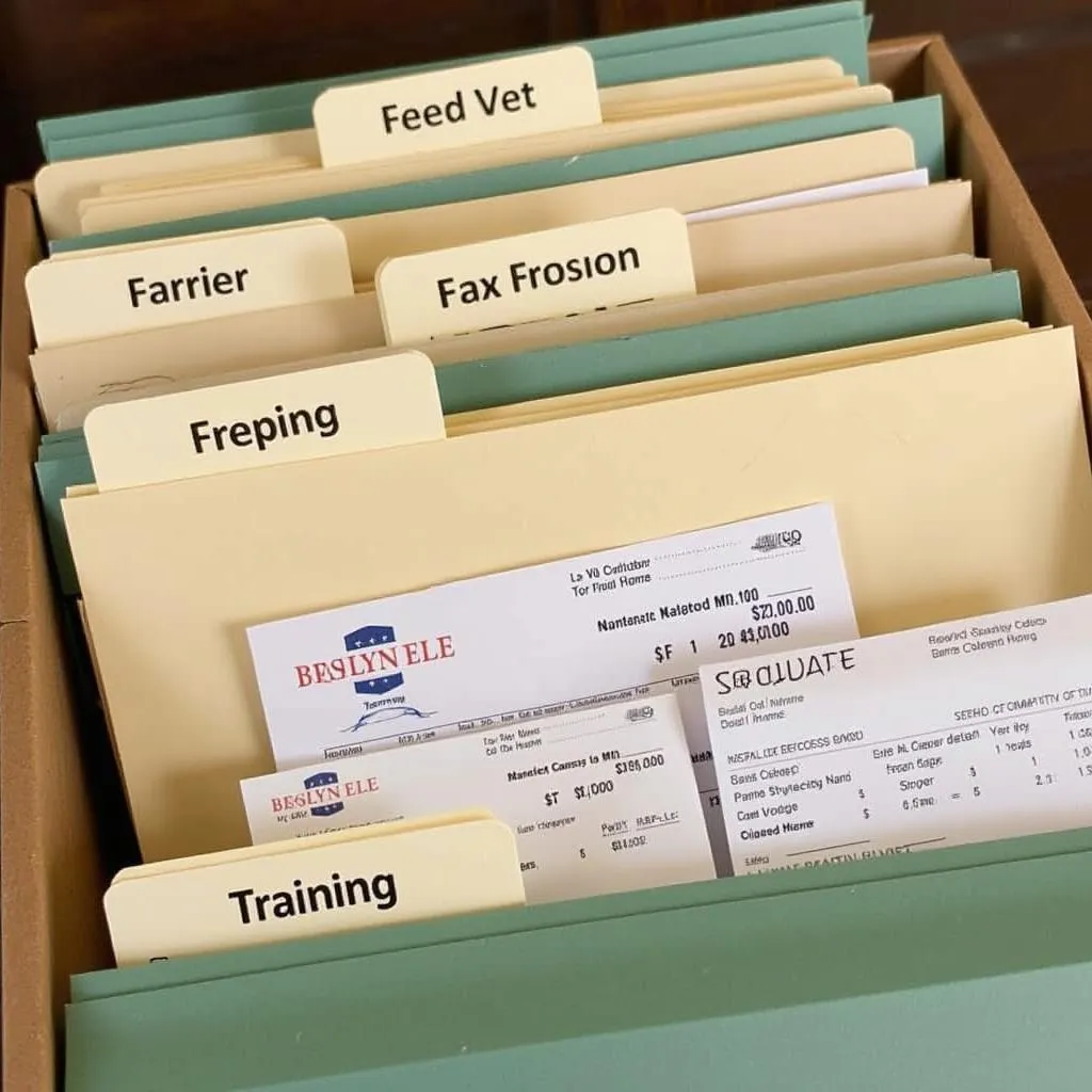 File Folders and Receipts Organized for Horse Business Expenses