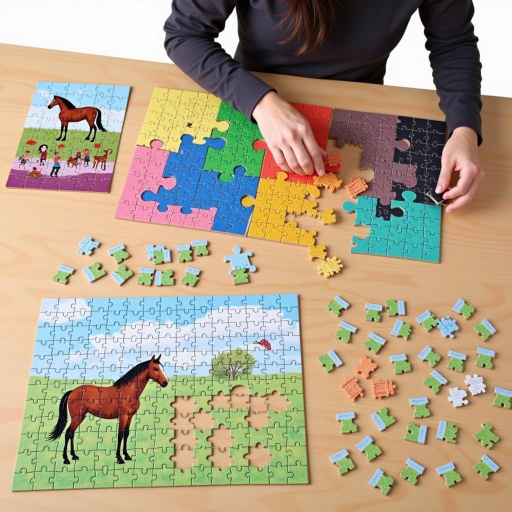 Organizing Pieces for 500 Piece Horse Puzzle 