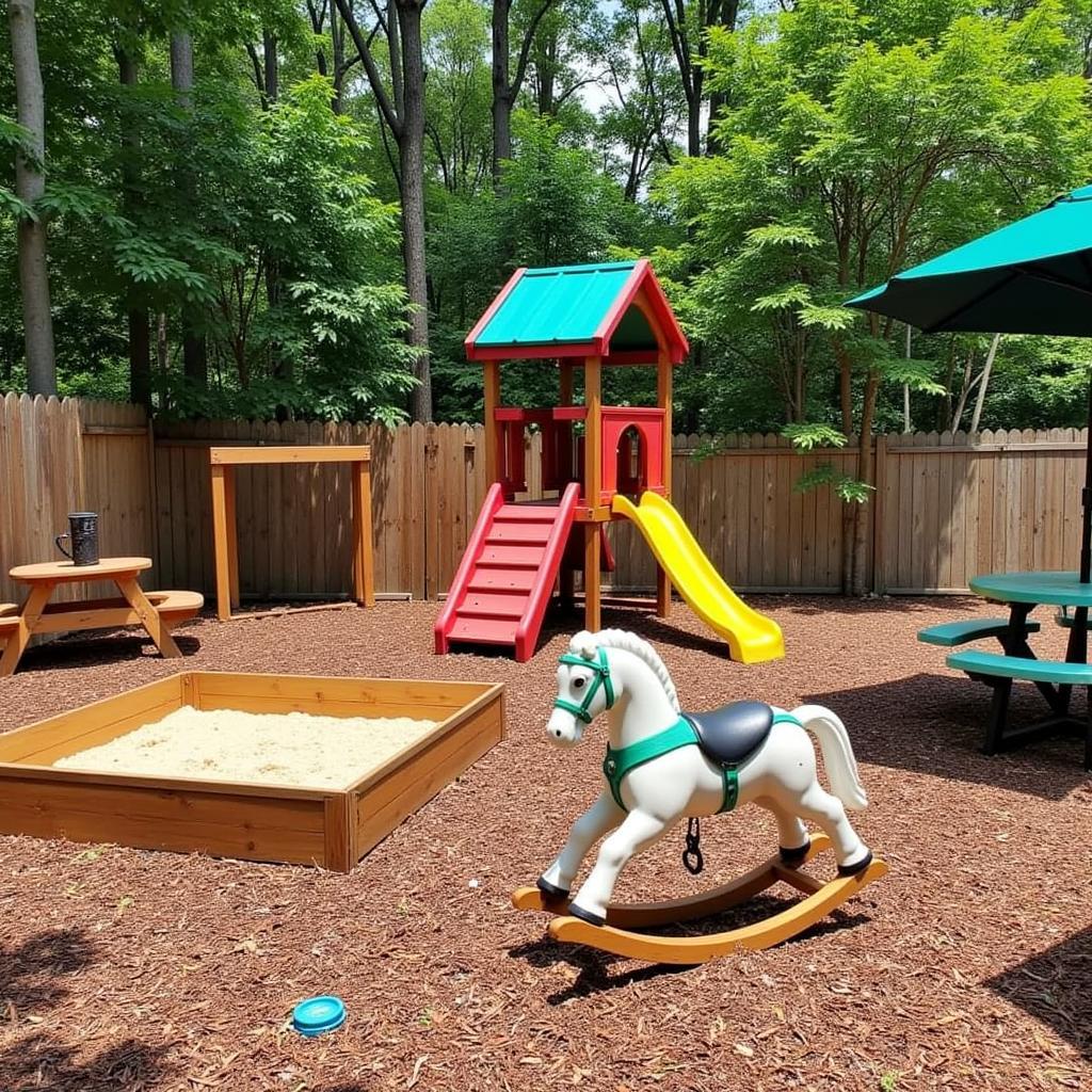 Backyard Play Area Featuring an Outdoor Rocking Horse