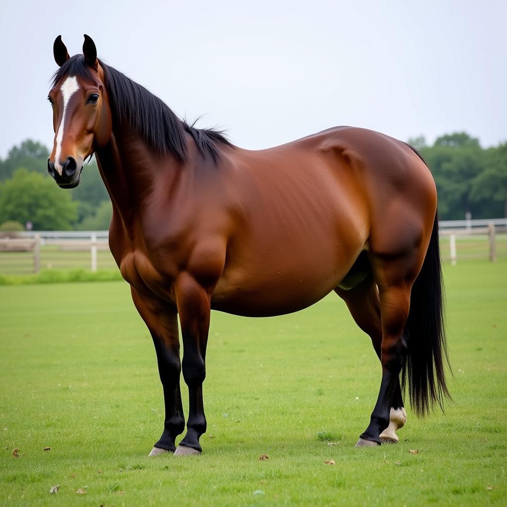 Overweight Horse Grazing