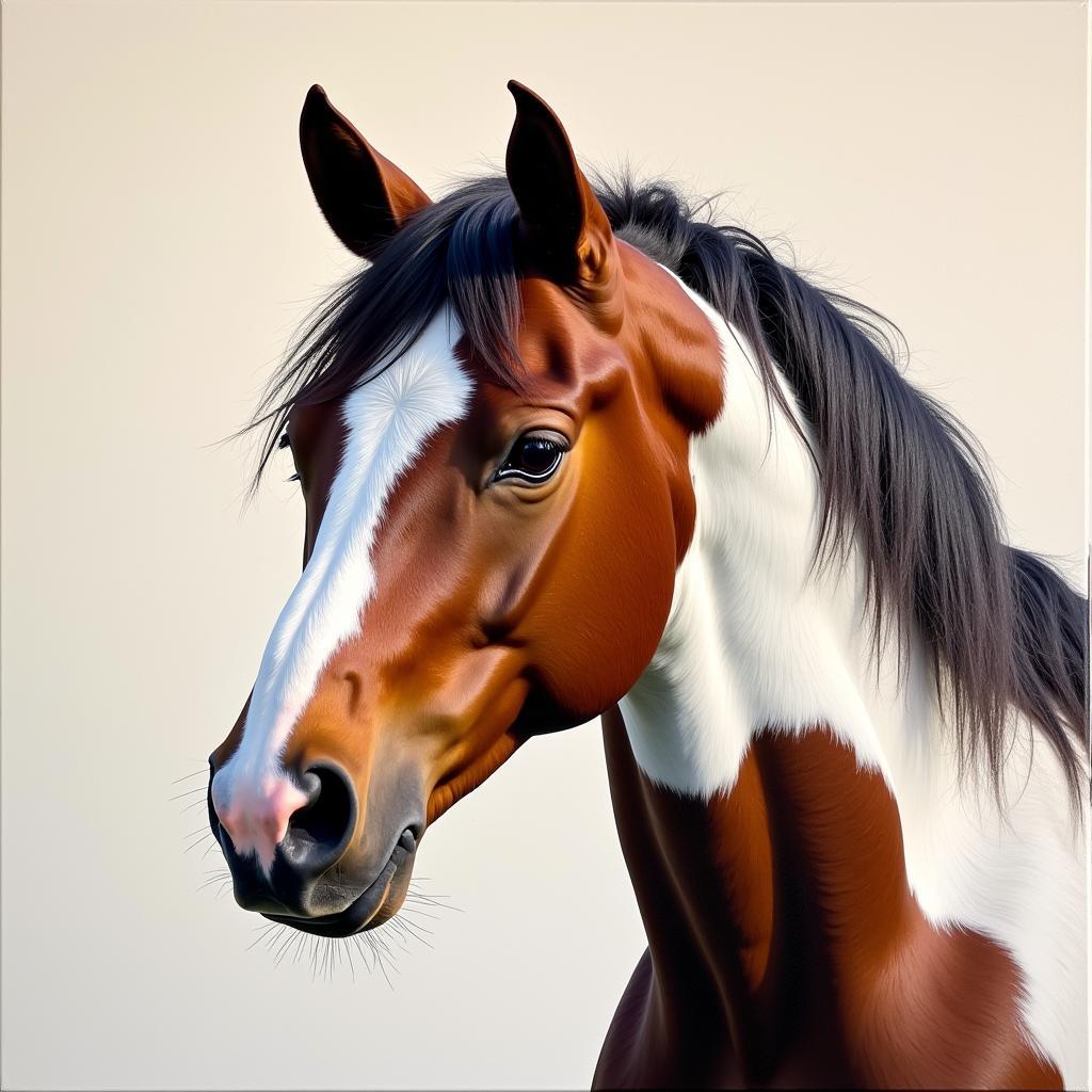 Majestic Paint Horse Portrait in Oil