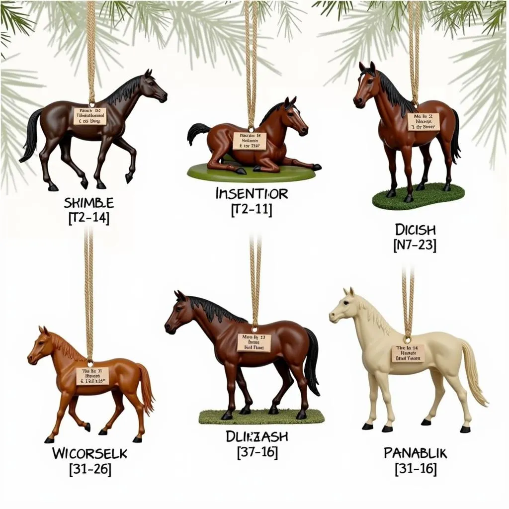 Personalized horse ornaments in various styles.