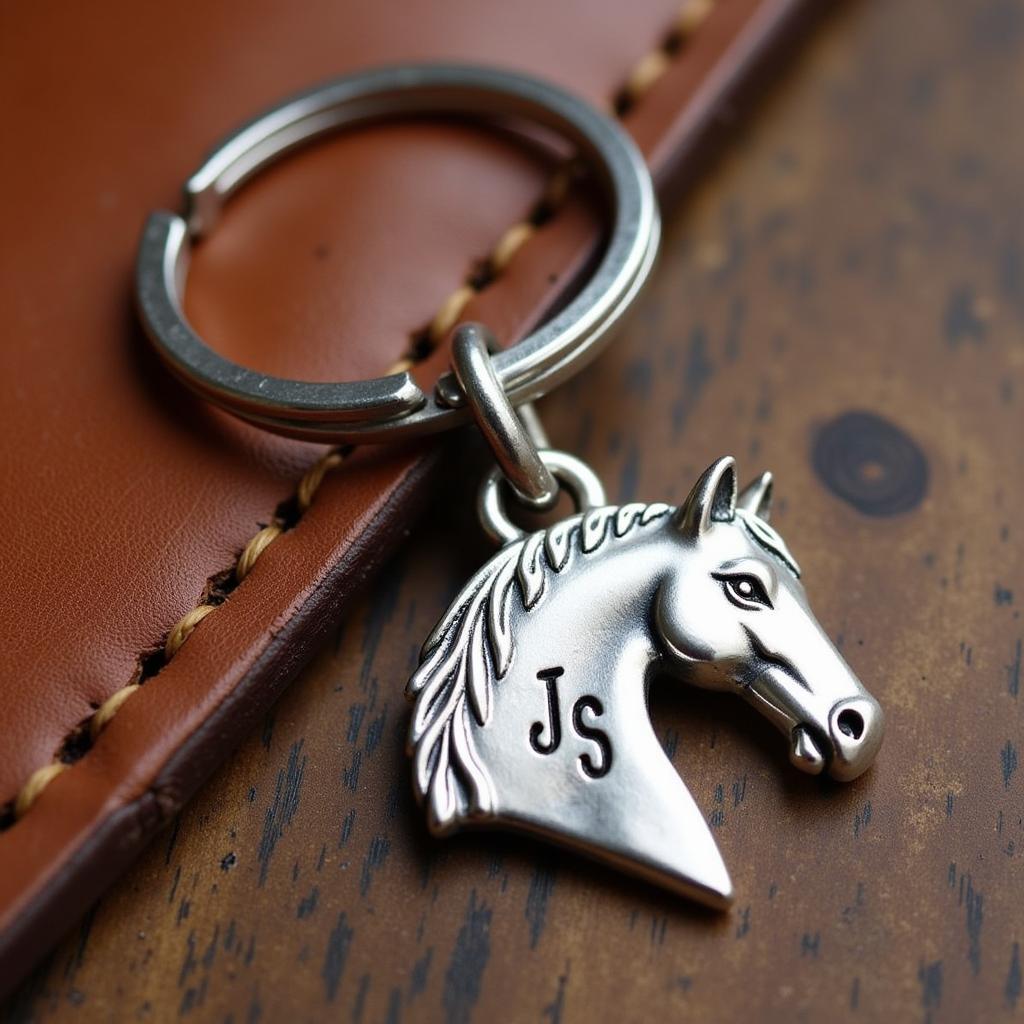 Personalized Leather Keychain with Horse Design