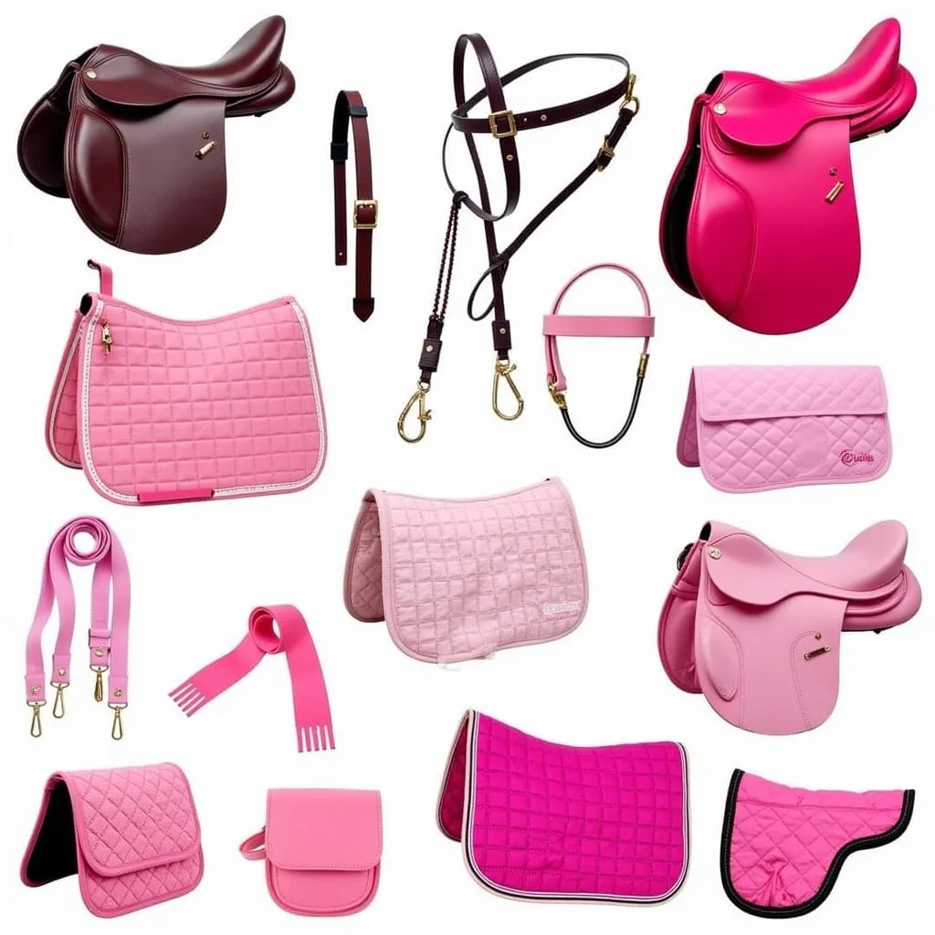 Pink horse gear in a variety of styles and shades