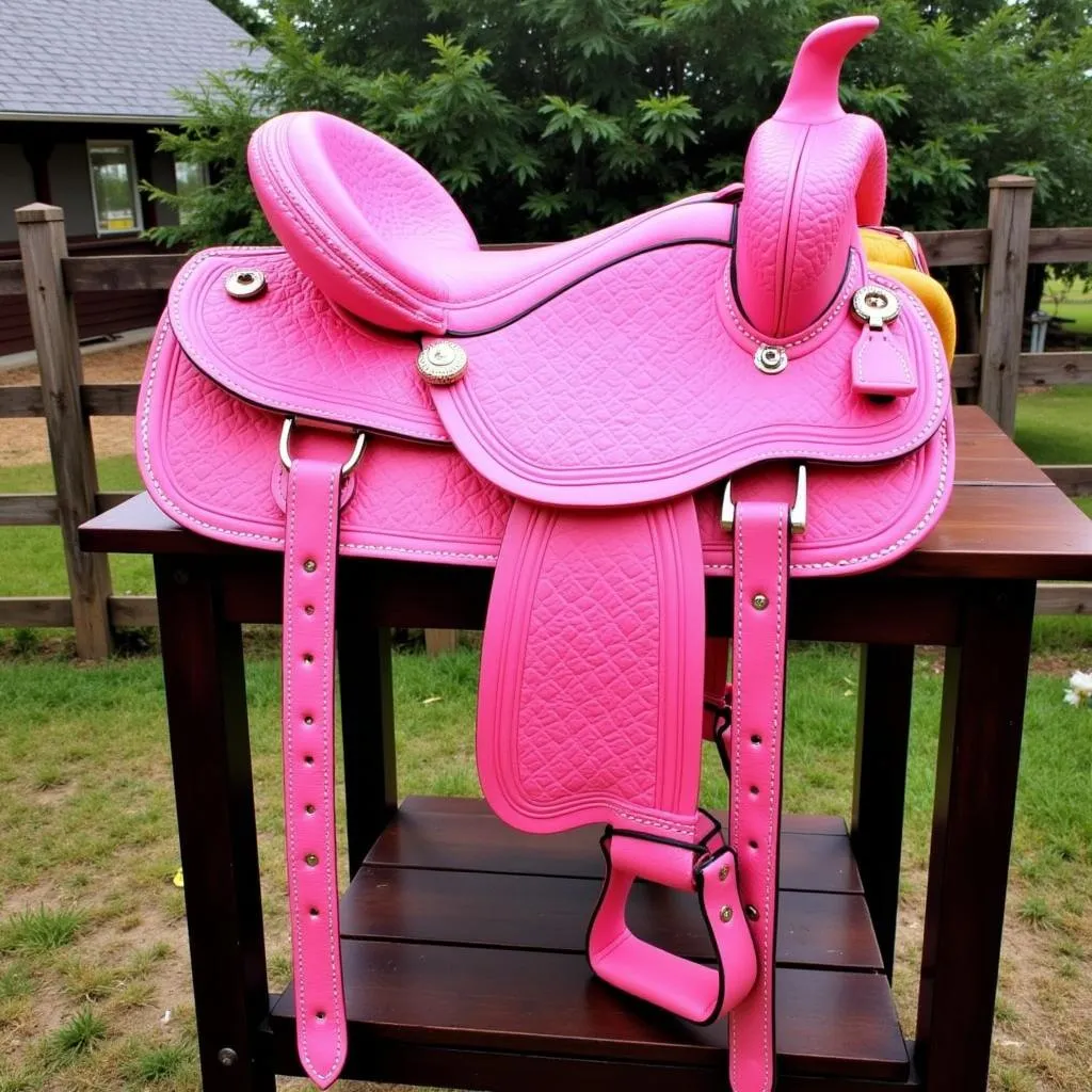 Western pink horse saddle