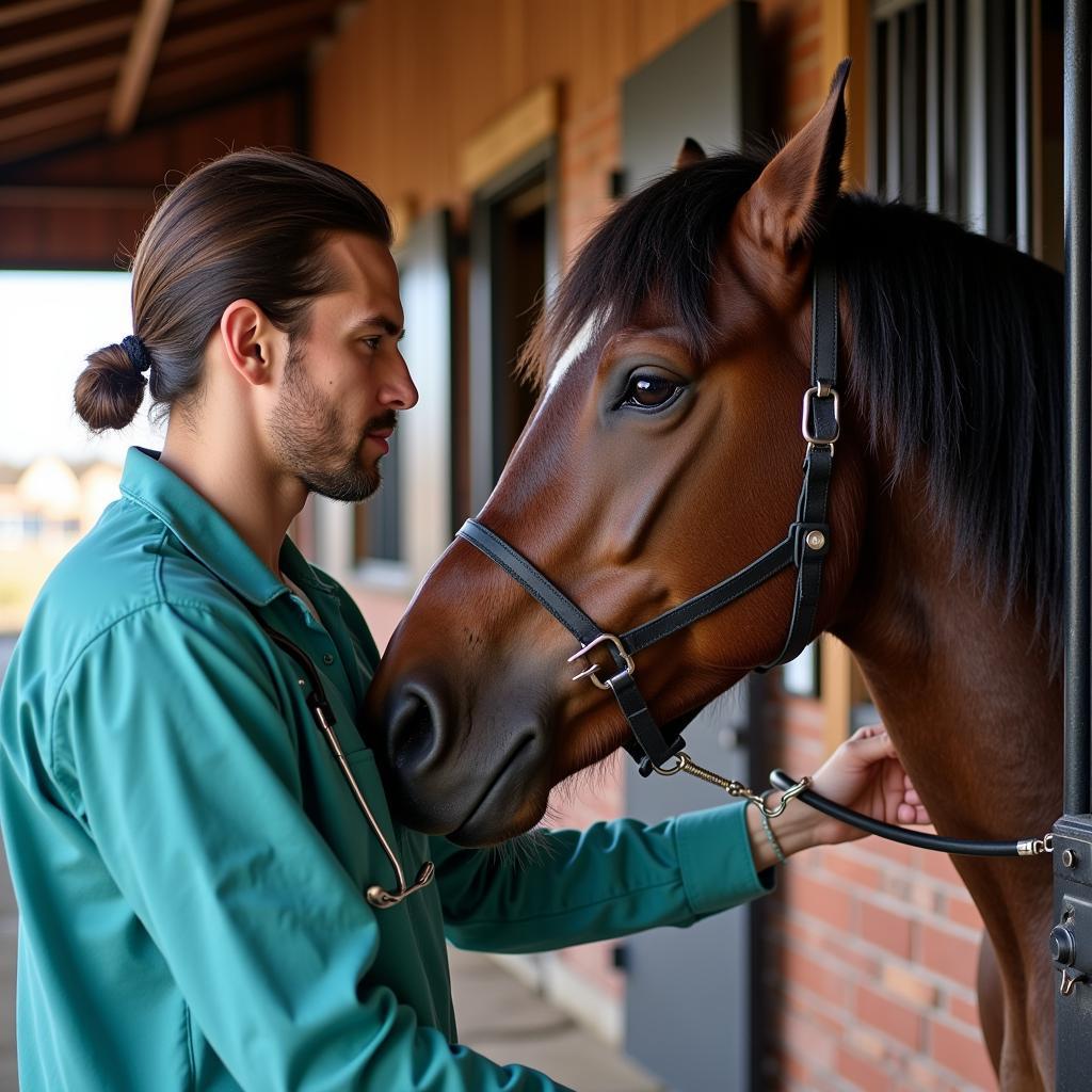 Veterinarian Performing a Pre-Purchase Exam on a Horse in Indianapolis