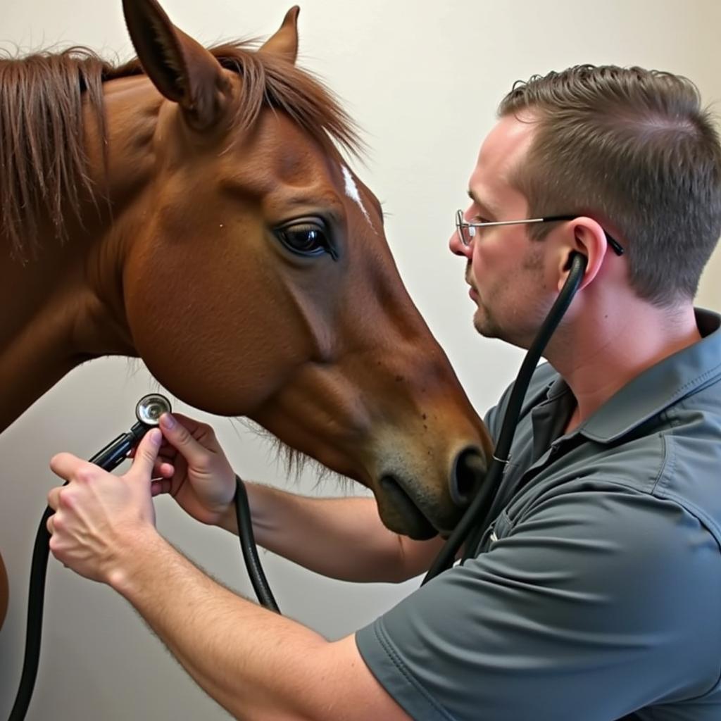 A veterinarian performs a pre-purchase exam on a horse in Fort Myers. 