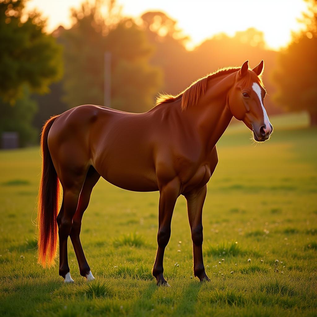 Pregnant Mare Posing in a Field