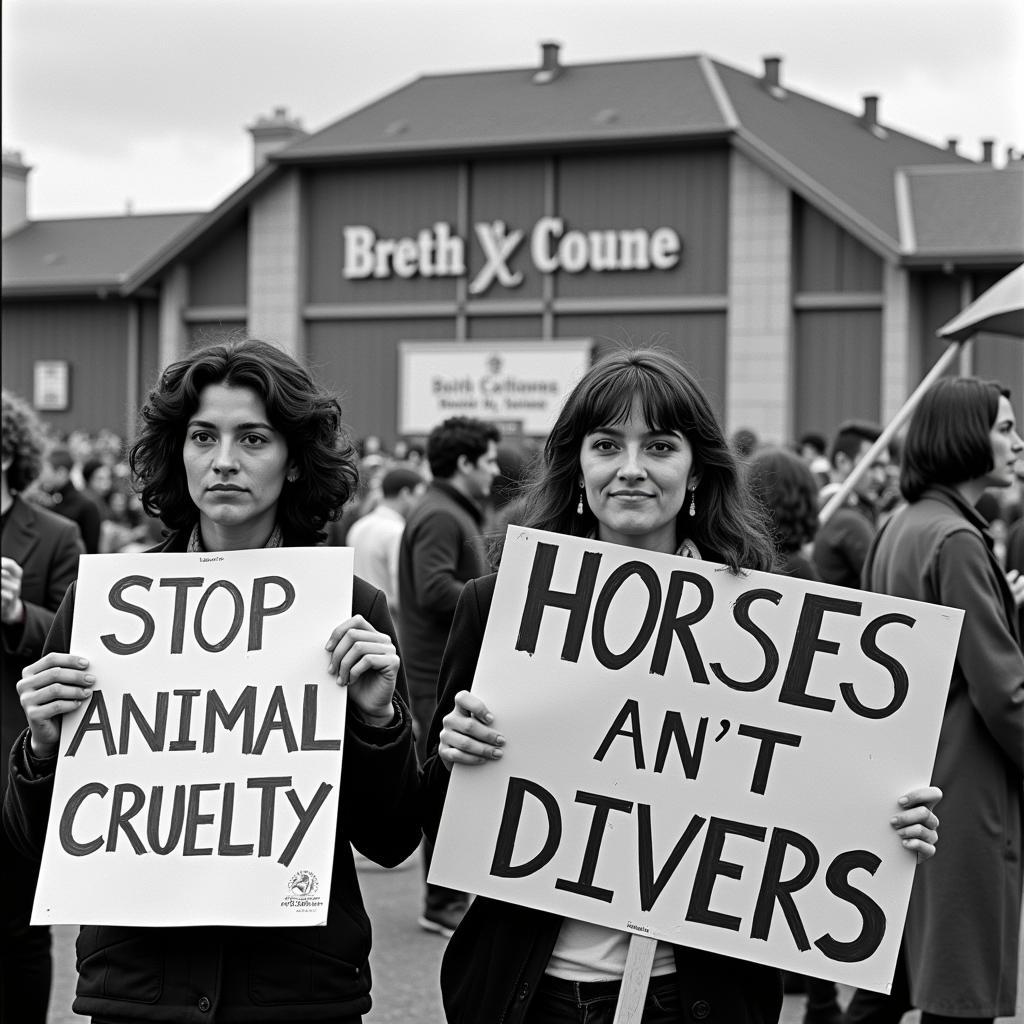 Protests against diving horse shows