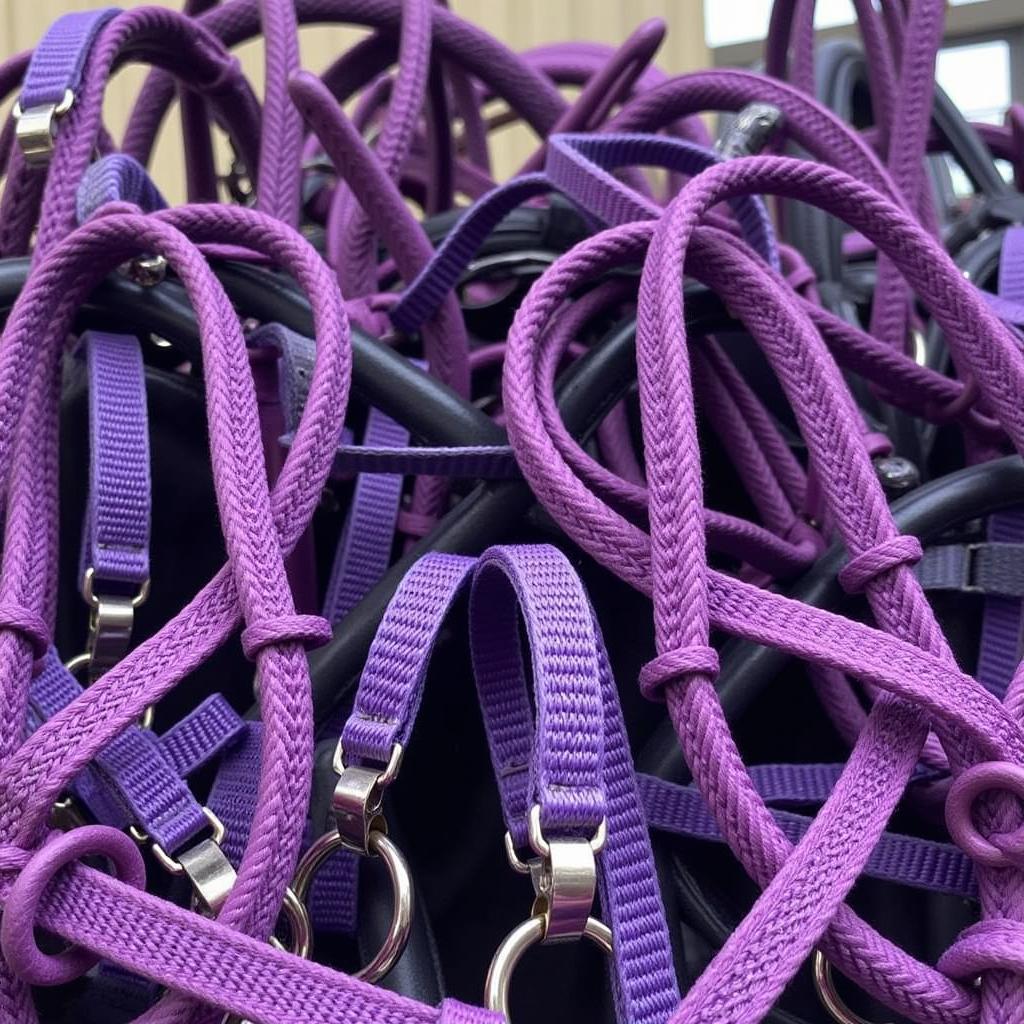 Different Styles of Purple Horse Halters