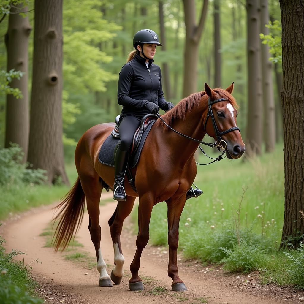 Quarab Horse and Rider on a Scenic Trail Ride