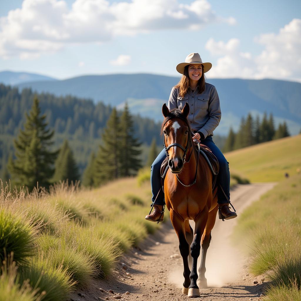 Quarter Horse and rider trail riding