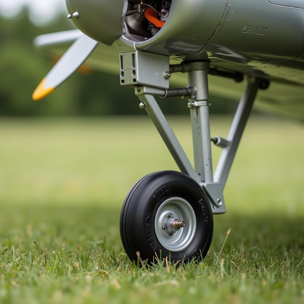 Close-up of Black Horse RC Airplane Landing Gear