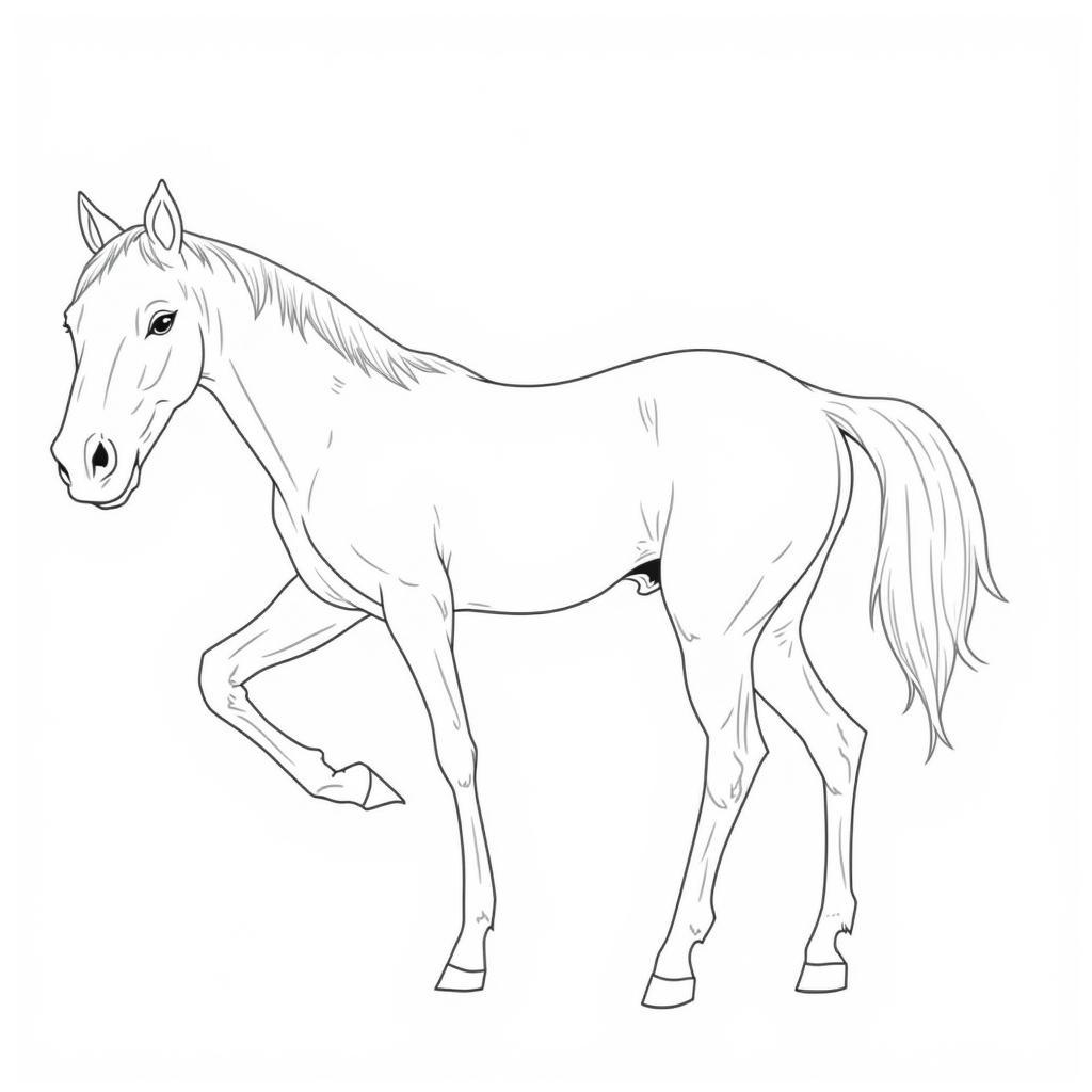 Realistic Horse Coloring Page