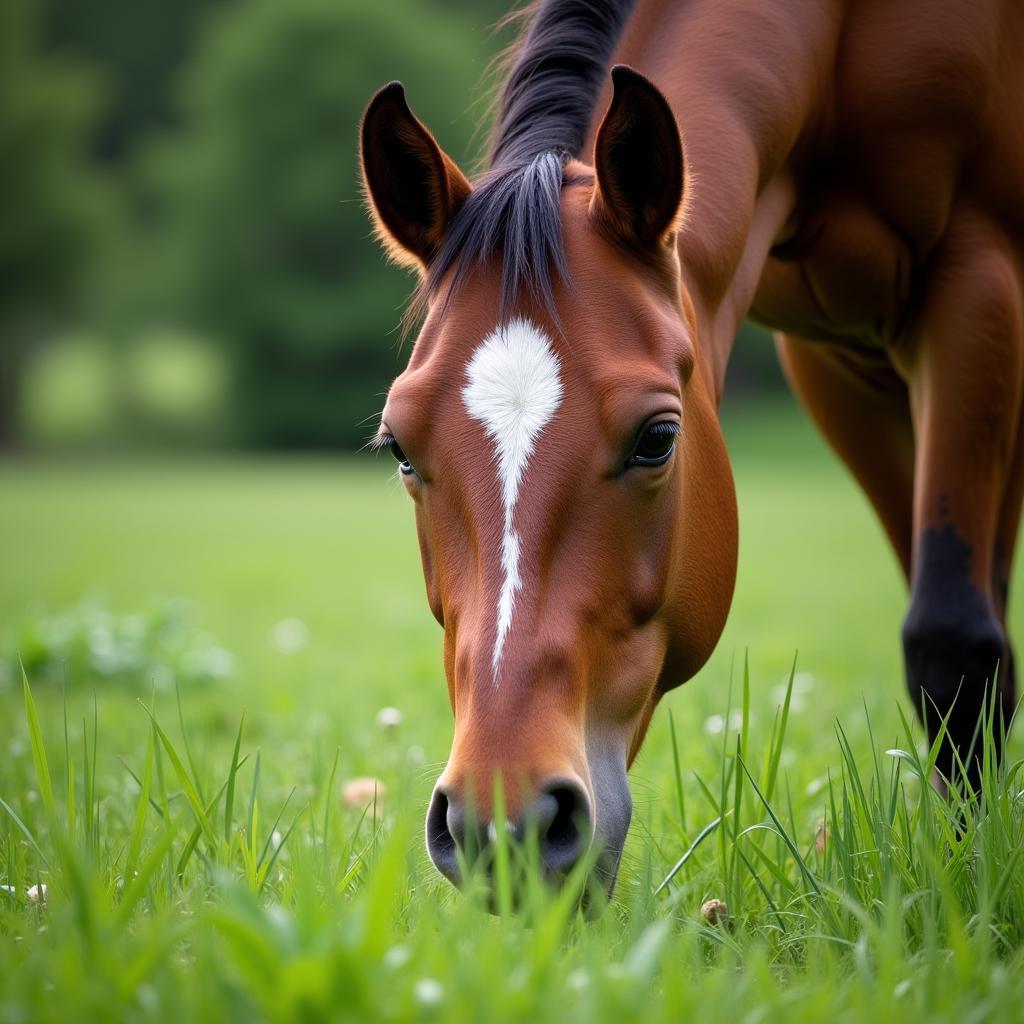 Horse Grazing in a Field