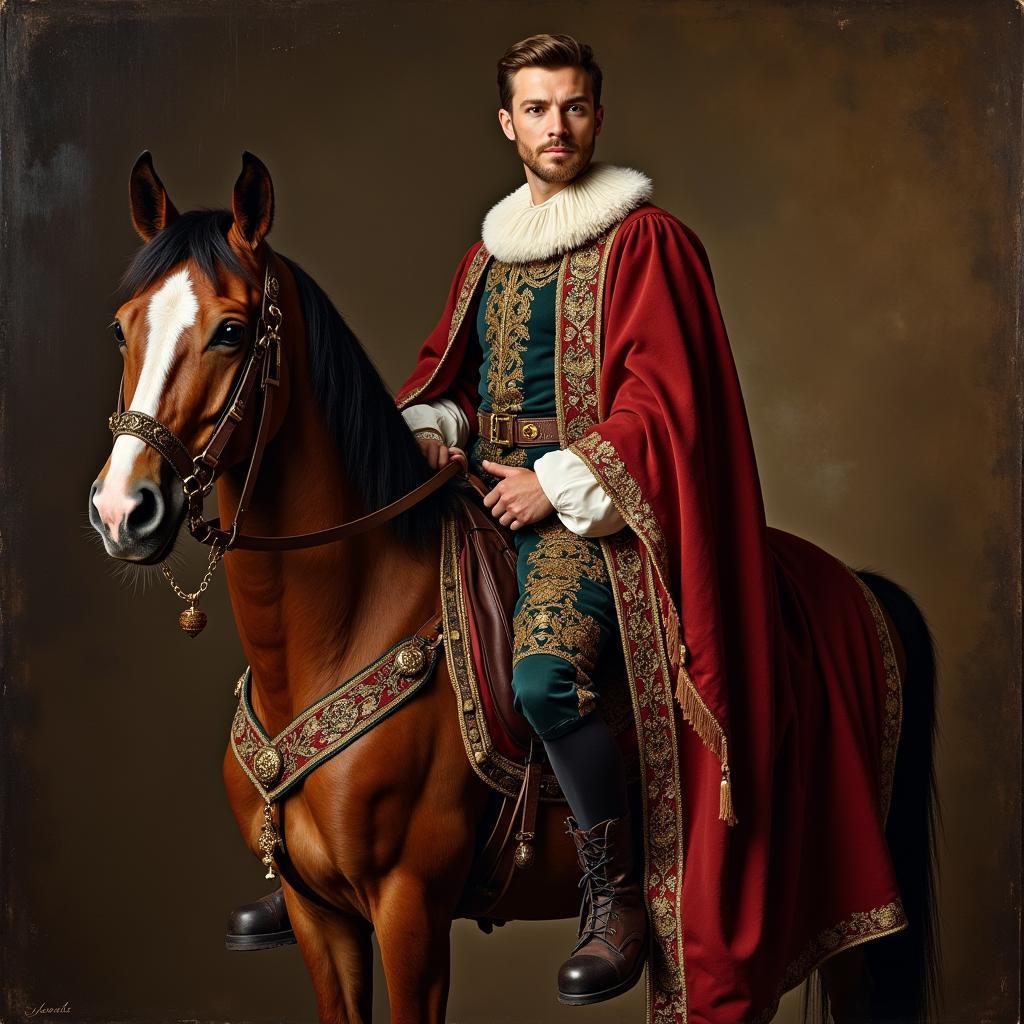 Portrait of a Renaissance Nobleman on Horseback