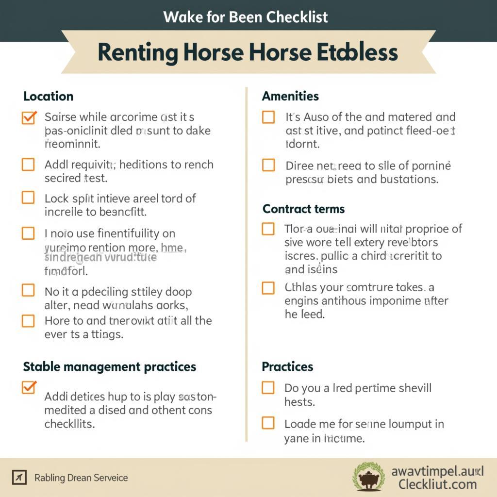 Checklist for Renting Horse Stables