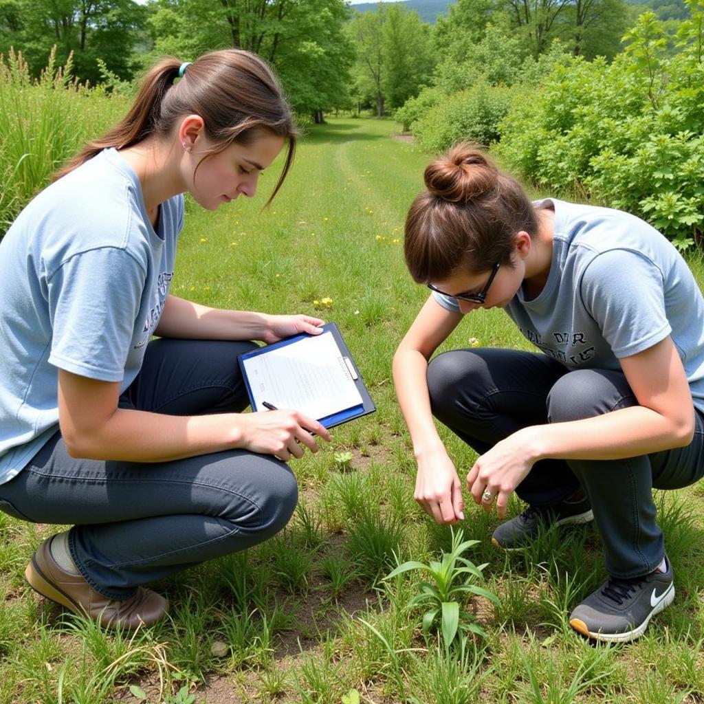 Researchers conducting a field study at Horse Ridge