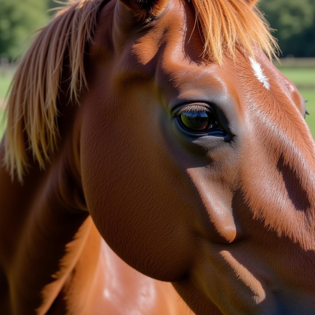 Horse with Shiny Coat After Rice Bran Oil Supplementation