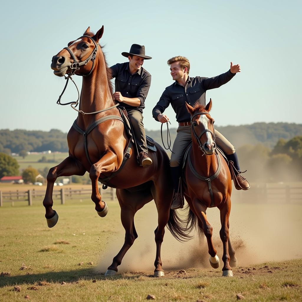 Rider falling off a startled horse