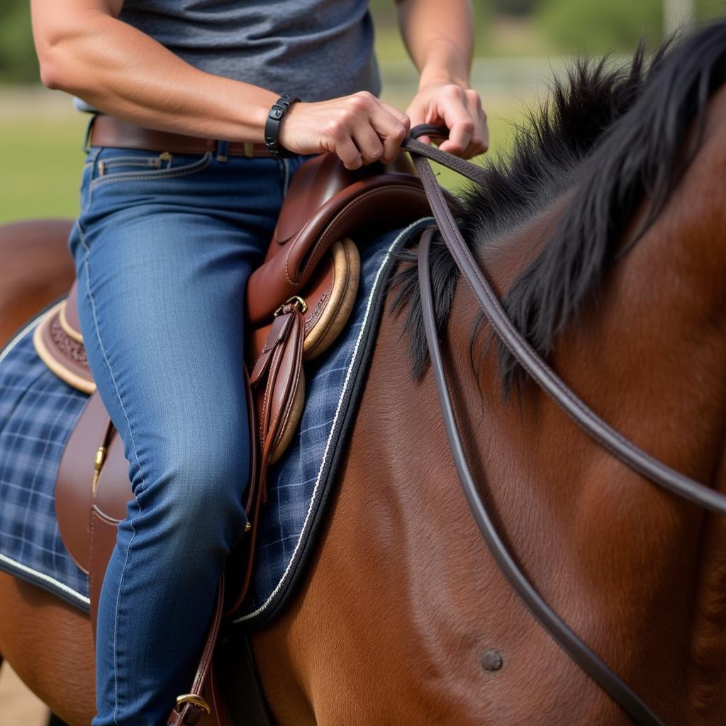 Rider Using Leather Reins on a Horse