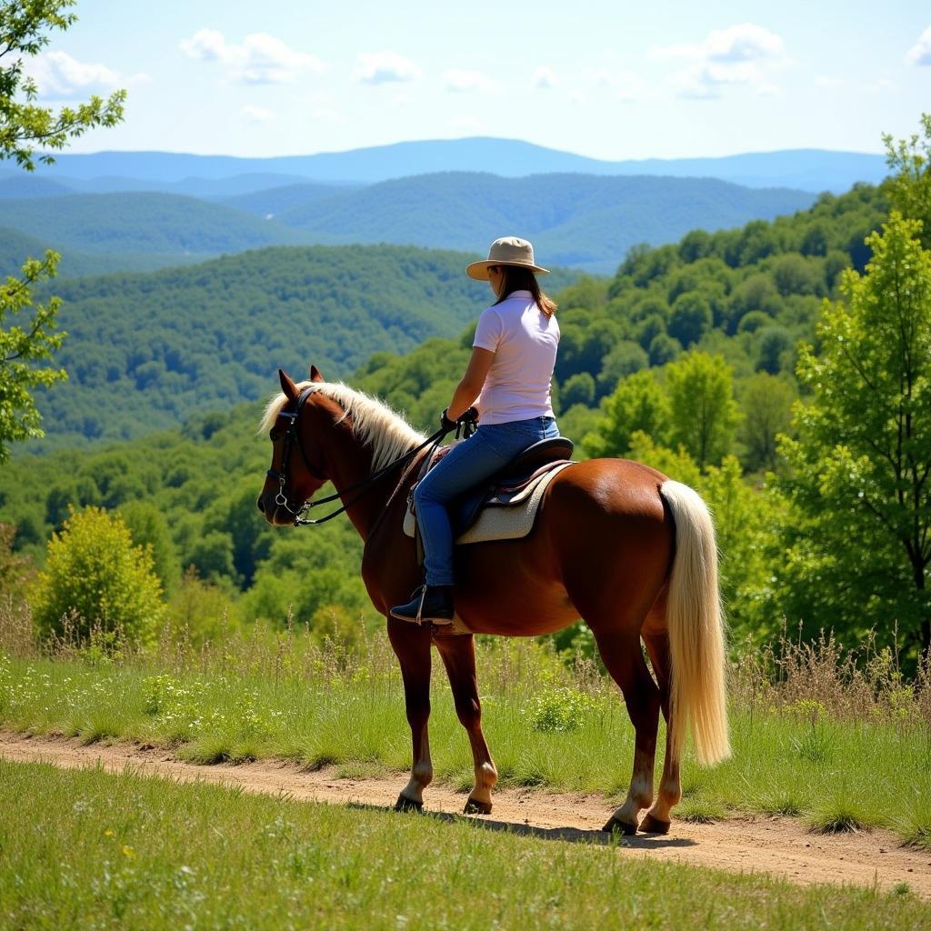 Horse and rider on scenic riding trails near Chattanooga