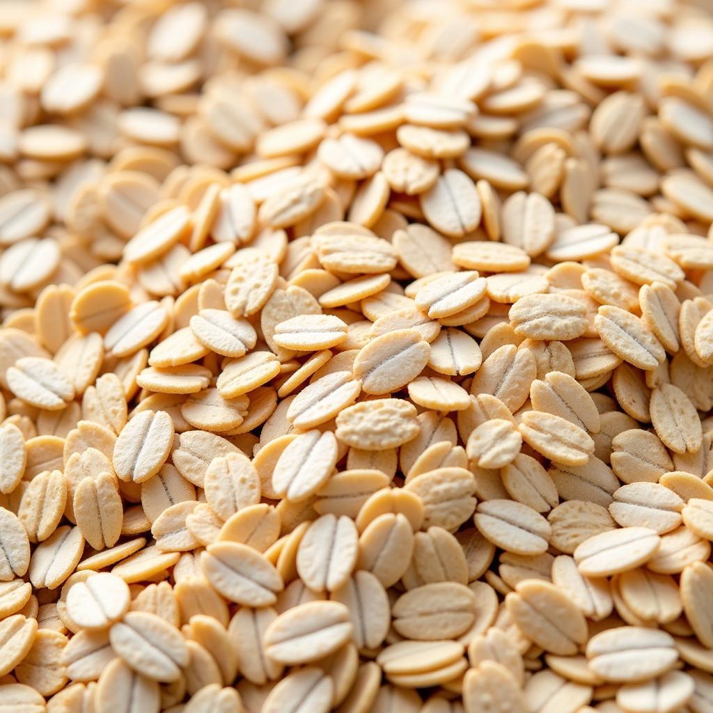 Rolled oats horse feed close-up