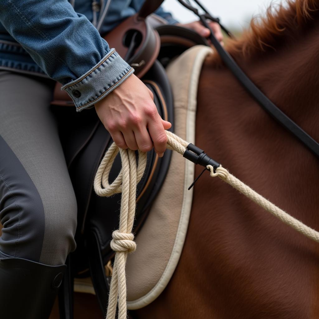 Rope reins on a horse