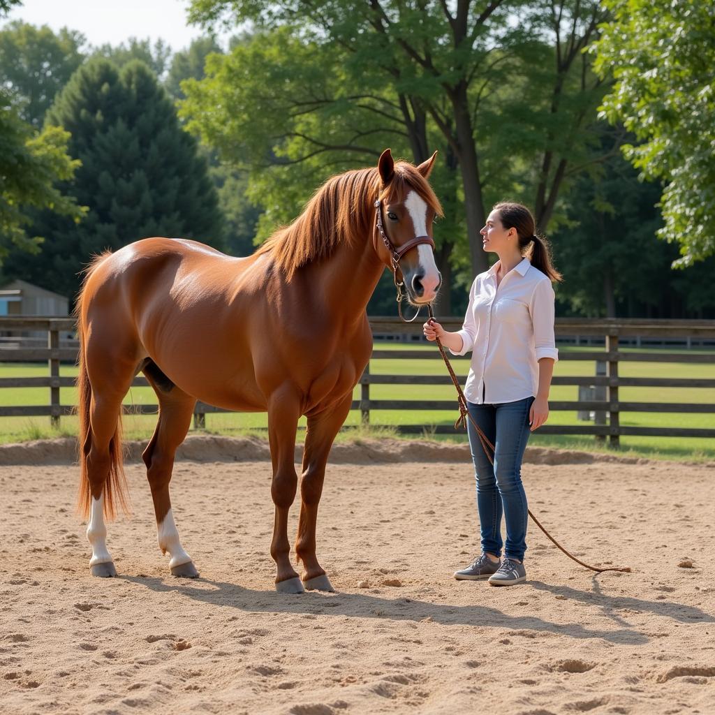 Horse and Trainer in Round Pen