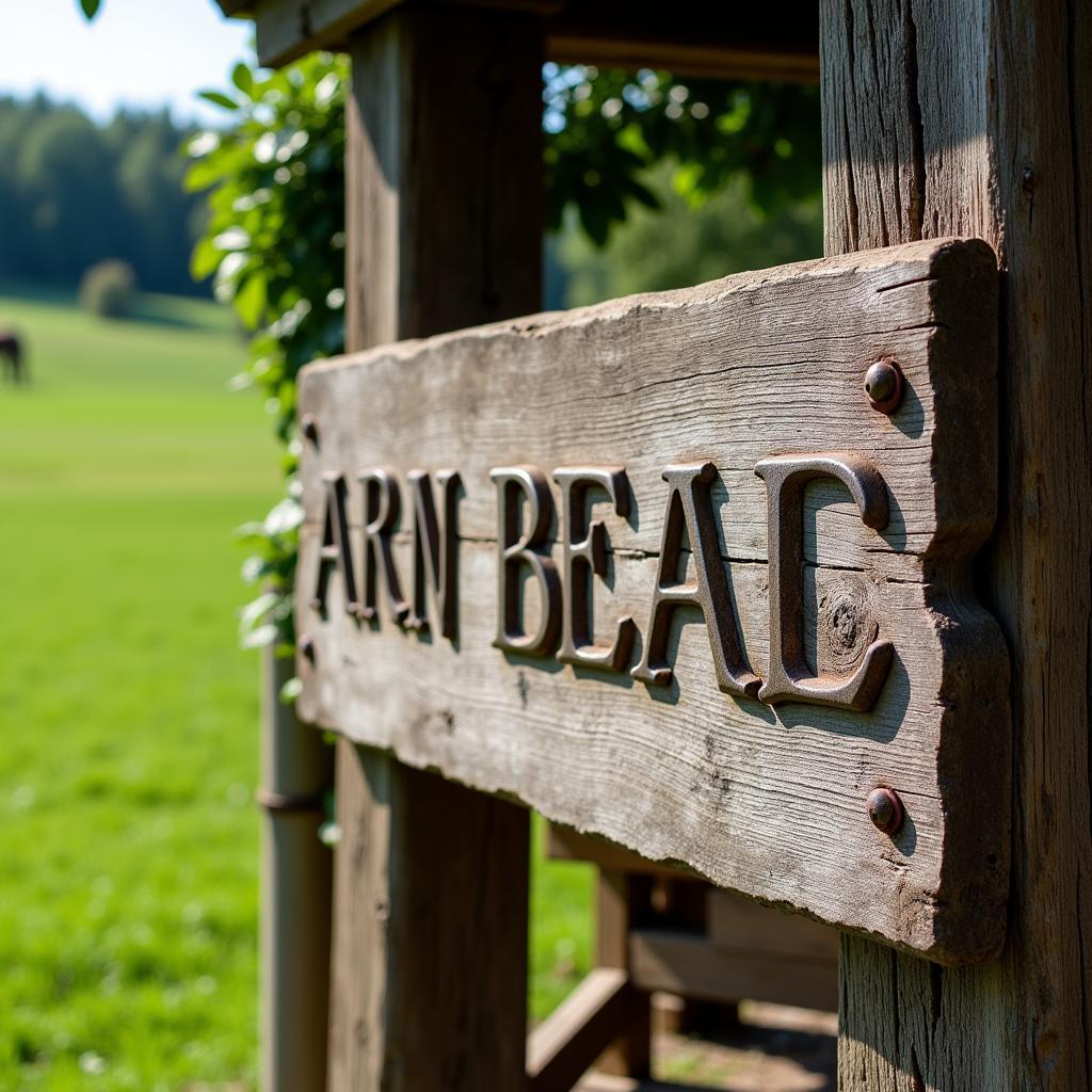 Rustic wooden horse barn sign