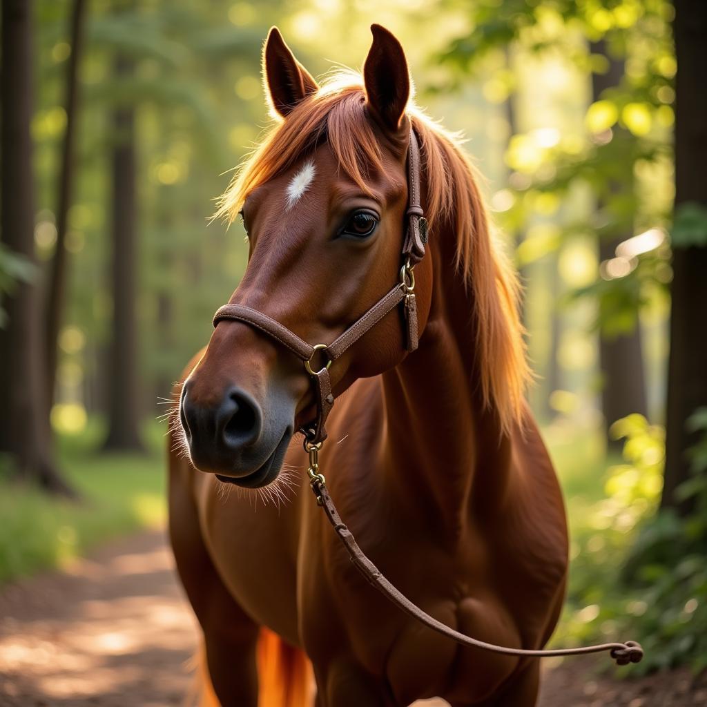 rustic horse photoshoot in the woods