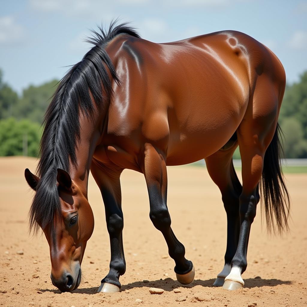 Horse suffering from sand colic