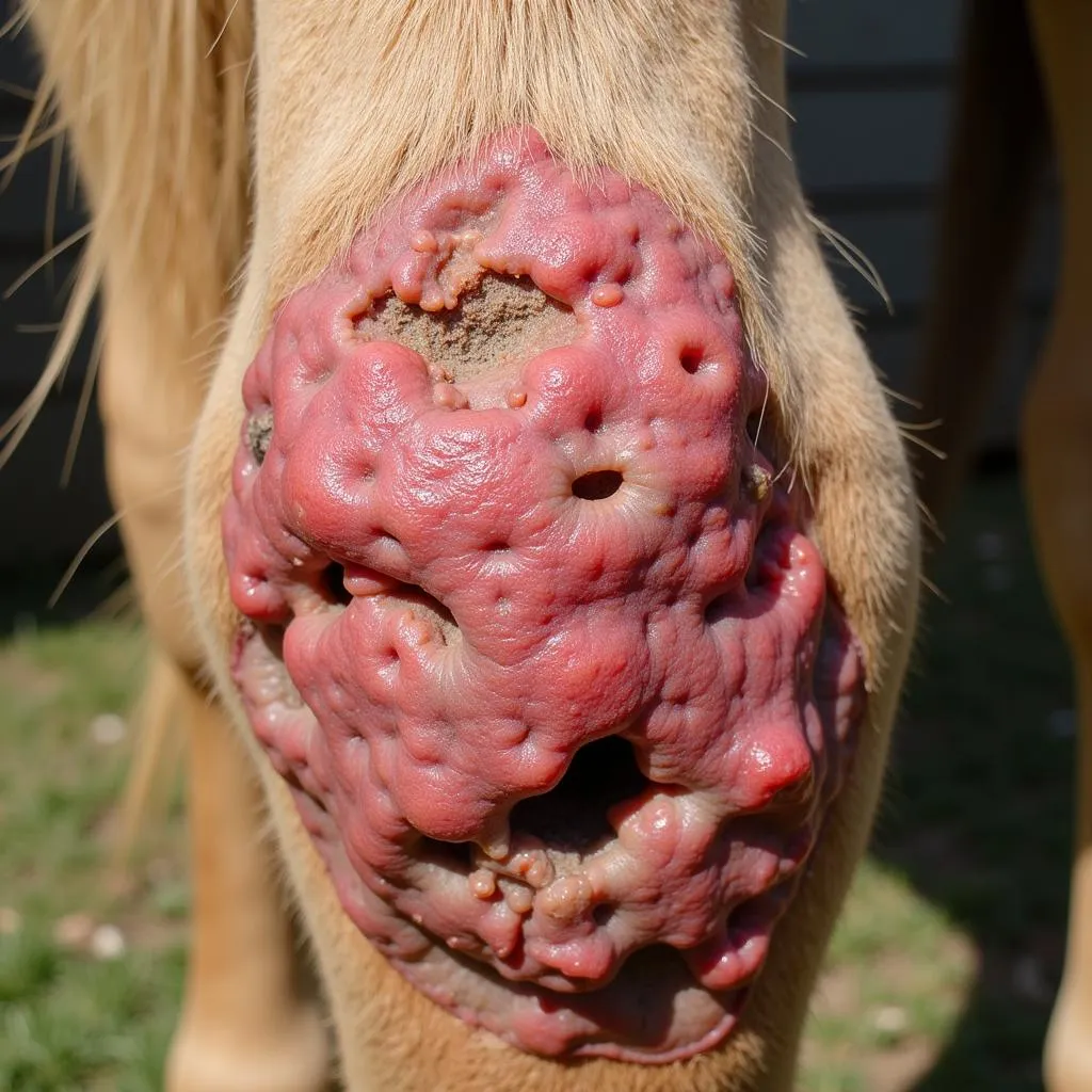 Scratches on a horse's leg