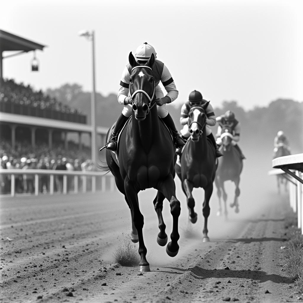 Vintage photo of Secretariat winning a race