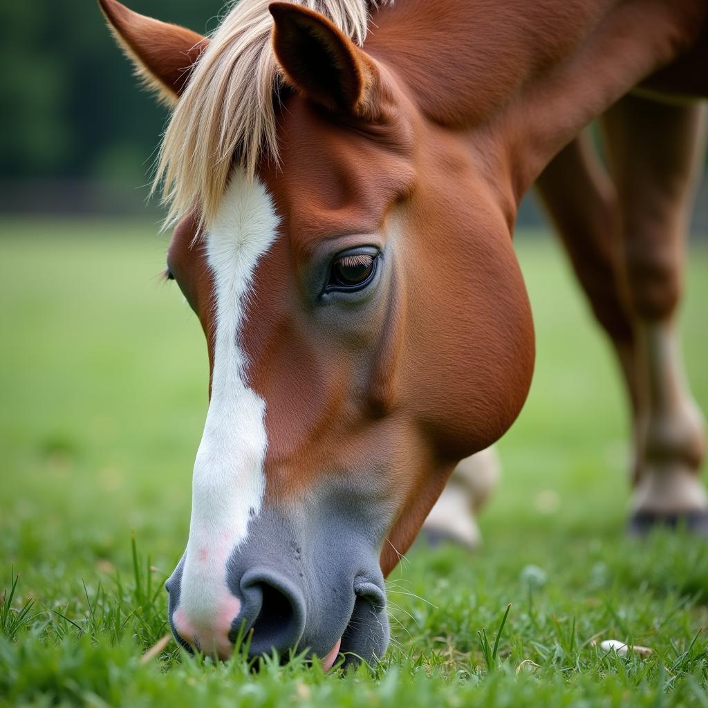 Senior Horse Grazing in a Field