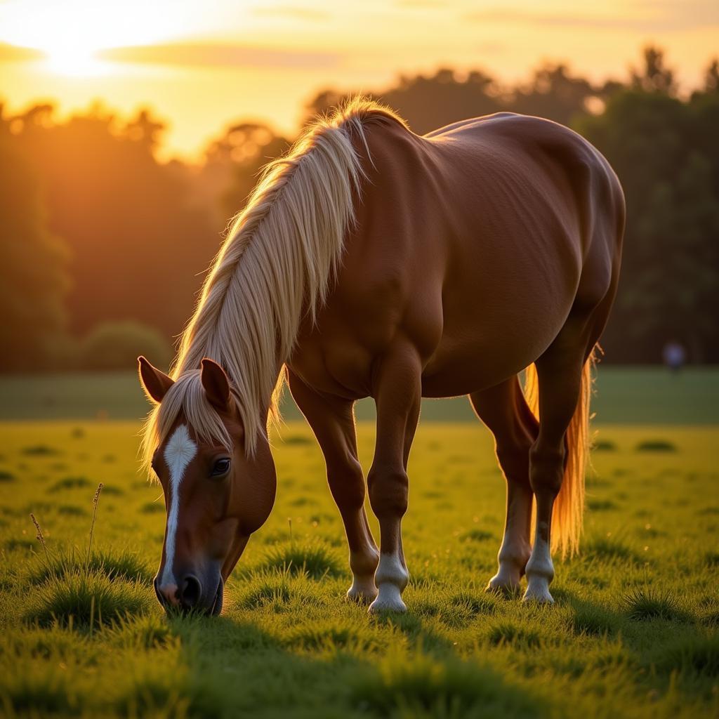 Senior Horse Grazing Pasture