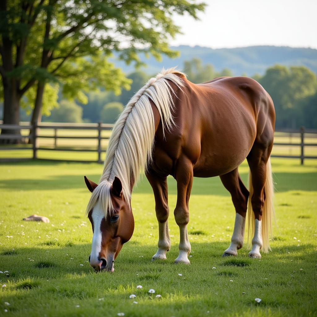 Senior Horse Grazing Peacefully