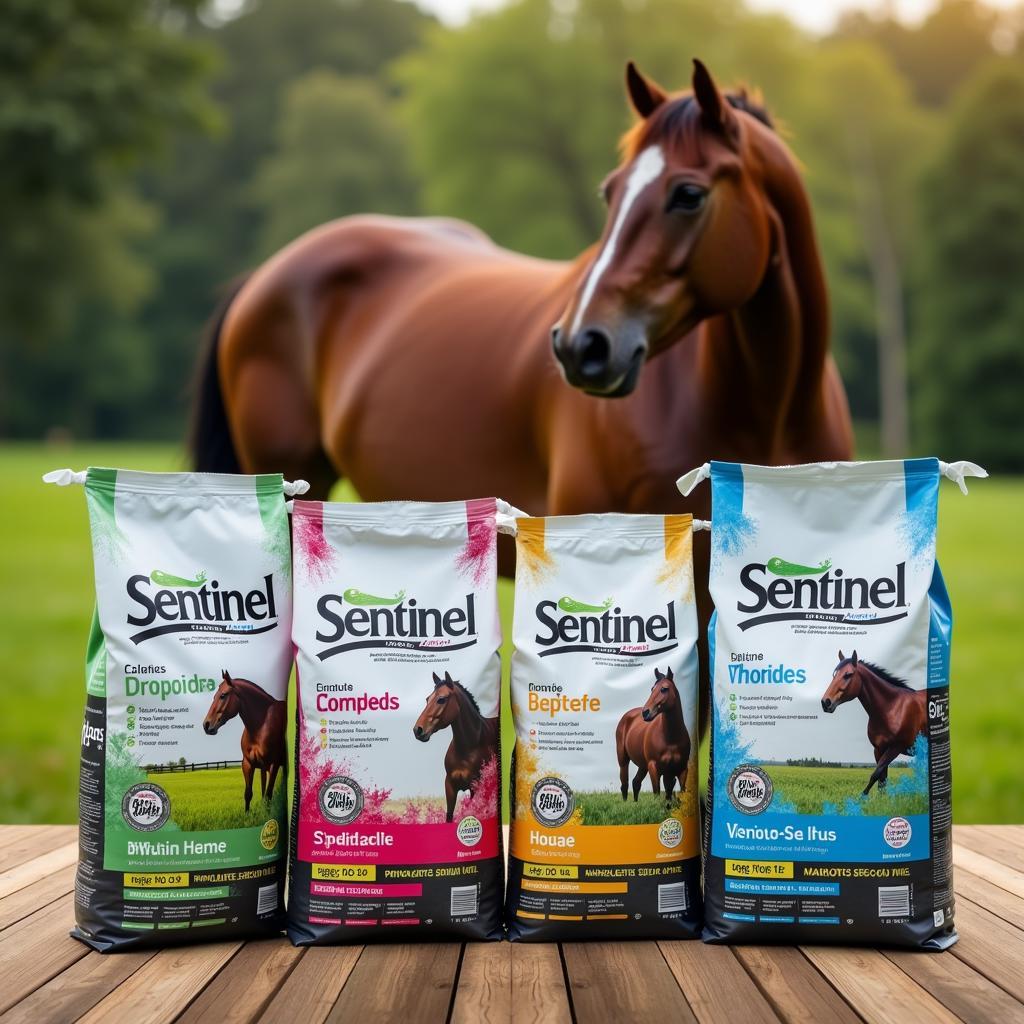 Bags of Sentinel horse feed