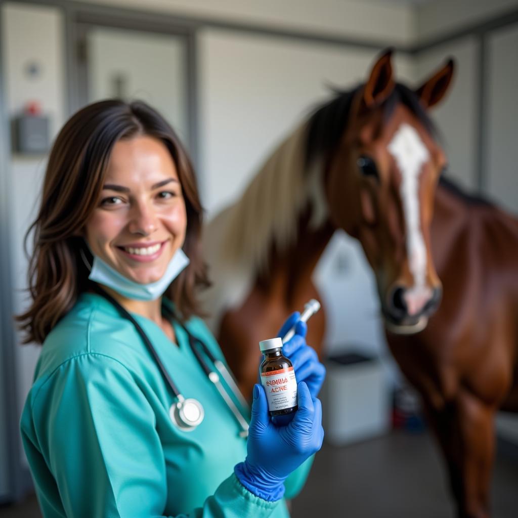 Veterinarian Preparing 7-Way Horse Vaccine