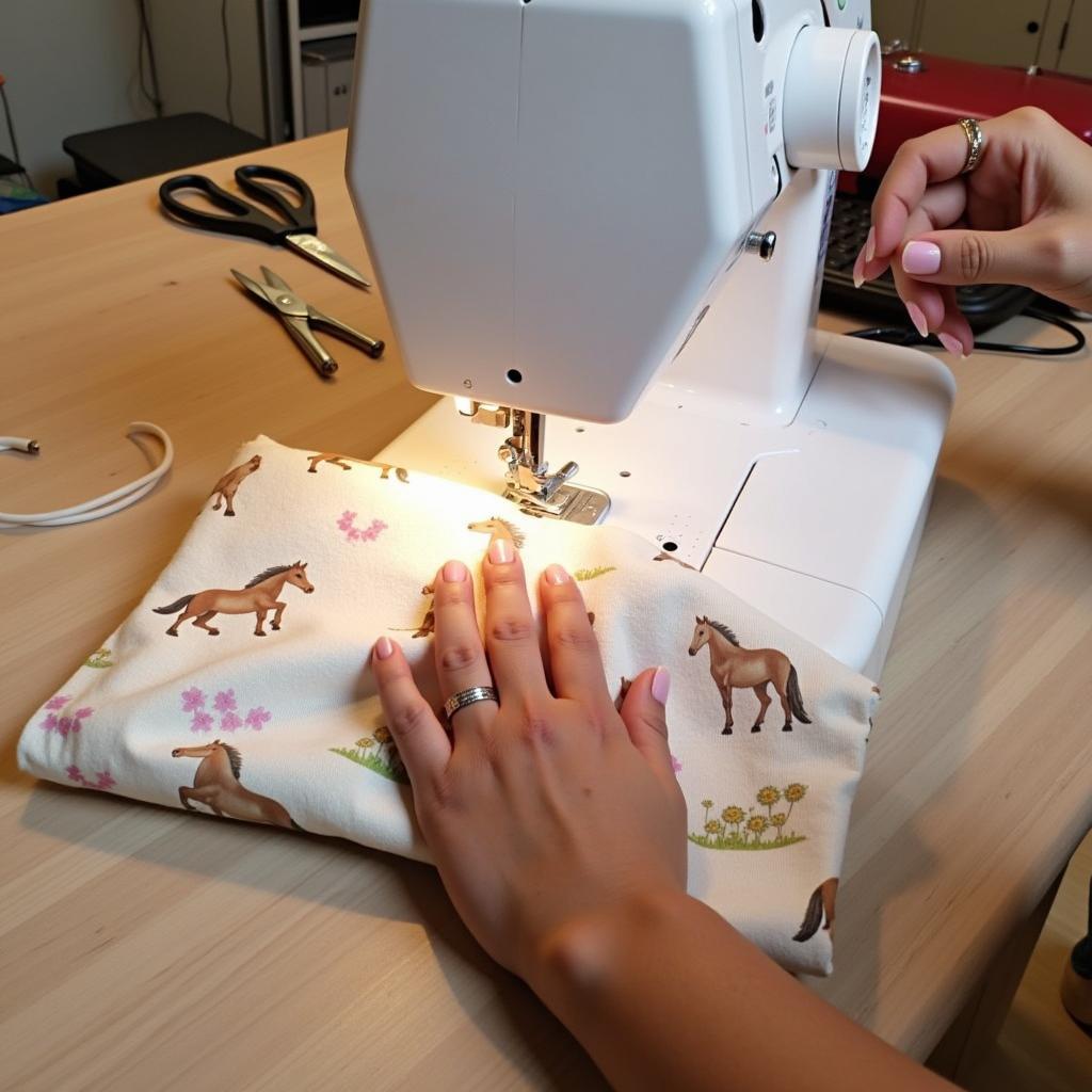 Sewing a horse print cotton fabric project