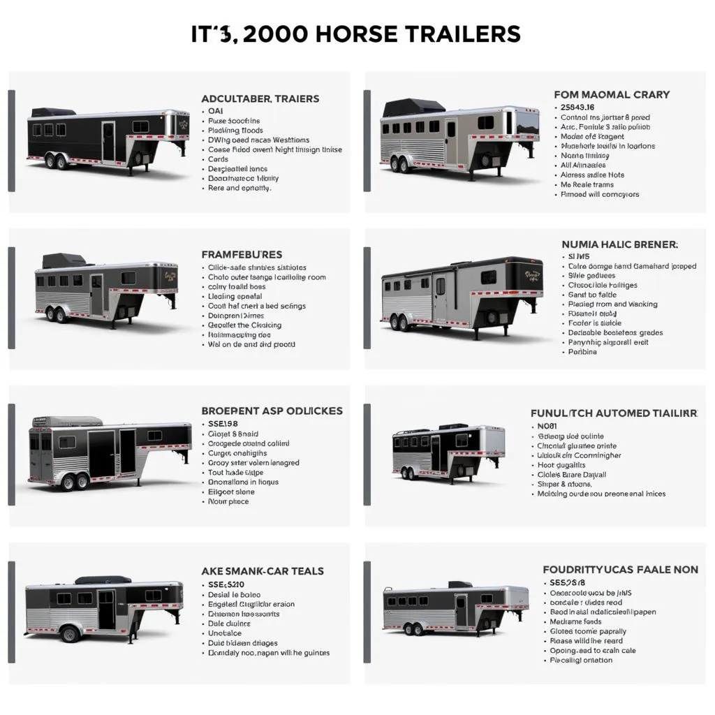 Different Shadow 3 horse trailer models showcasing various features and towing capacities.