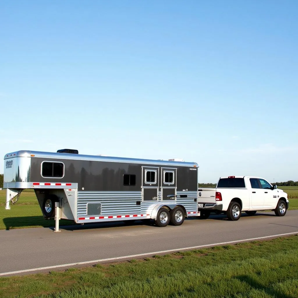 Sleek and durable exterior of a Shadow 3 horse trailer